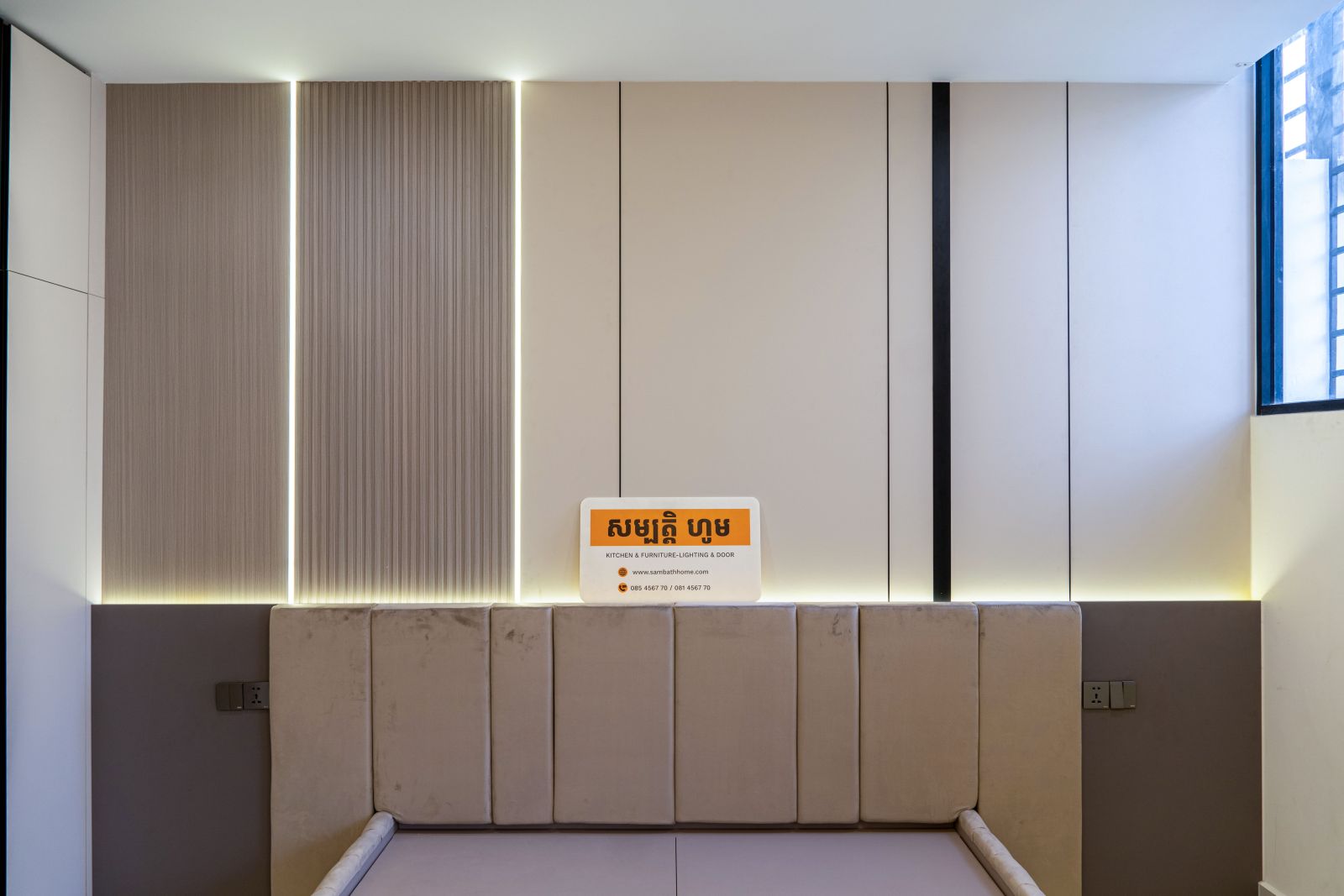 Project: Borey Peng Huoth The Star Mera Garden Type: Residential, Twin Villa Scope: Full Master Bedroom Core Materials: HENF-Grade Eco-Boards, Custom Anti-Scratch Finishes Design Aesthetic: Warm Contemporary Luxury Location: Phnom Penh, Cambodia